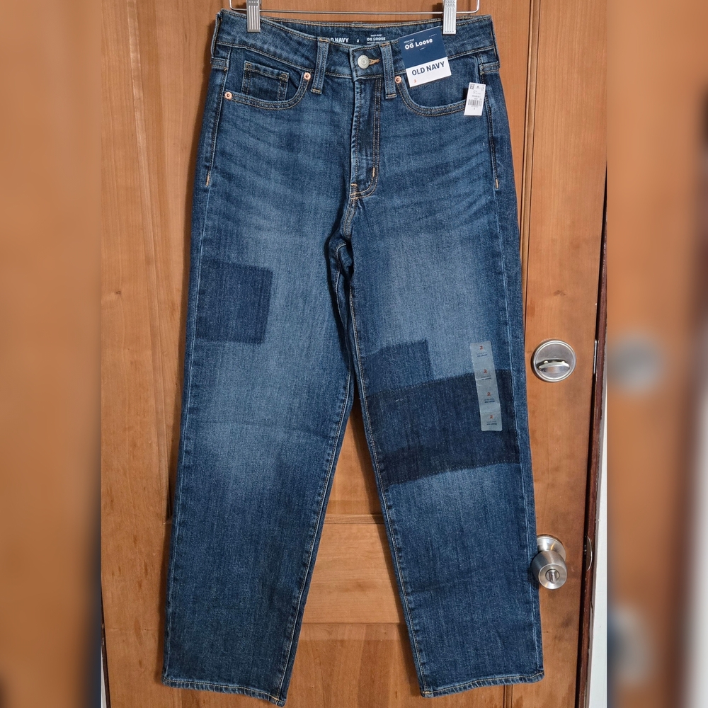 Old Navy Women's Dark Blue Straight Leg Jeans